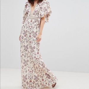 ASOS Floral Wallpaper Maxi Dress with Broderie Trim